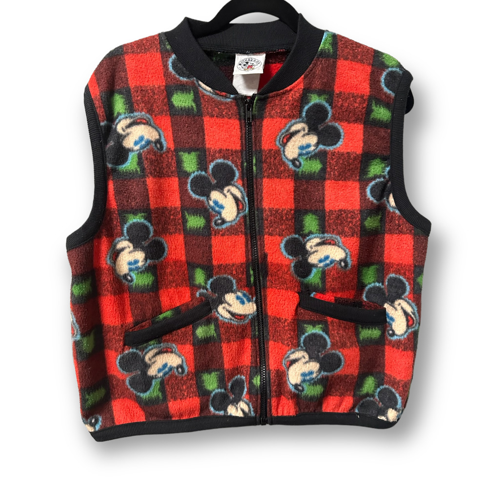 Vintage Disney 90s Mickey & Co Christmas Fleece Vest sweater Large